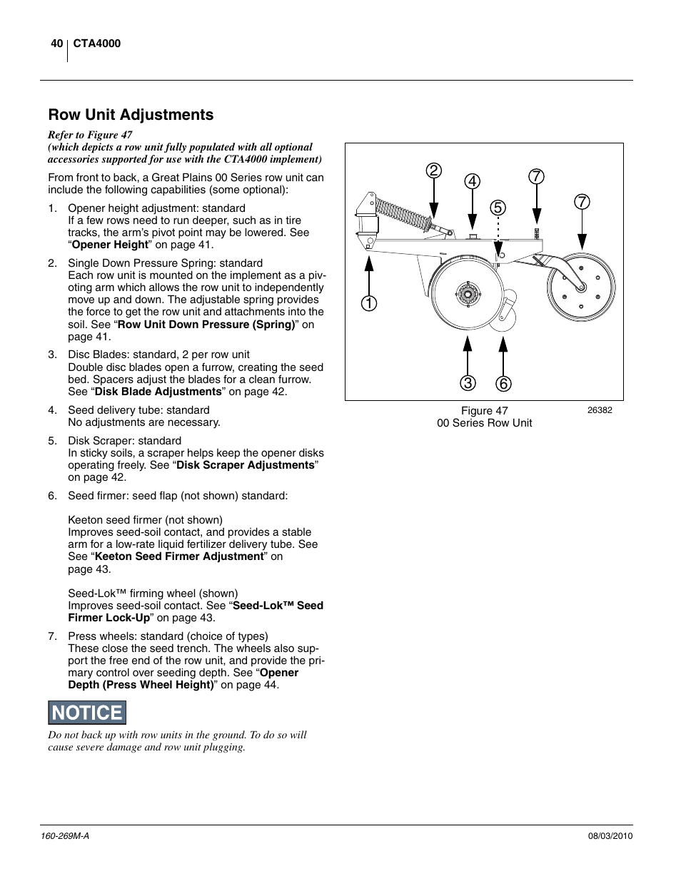 Row unit adjustments | Great Plains CTA4000 Operator Manual User Manual | Page 44 / 66