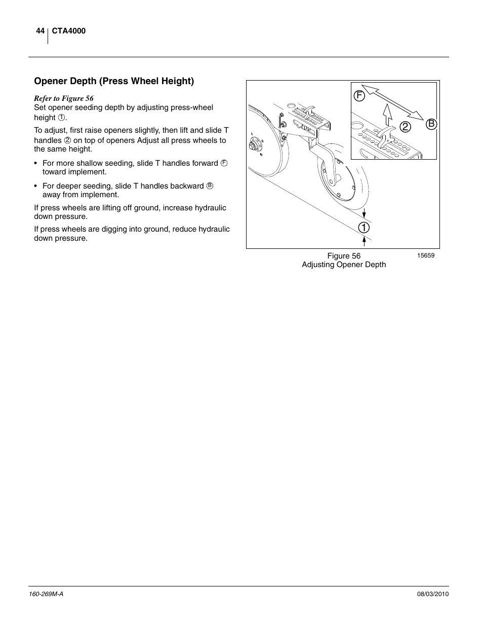 Opener depth (press wheel height) | Great Plains CTA4000 Operator Manual User Manual | Page 48 / 66
