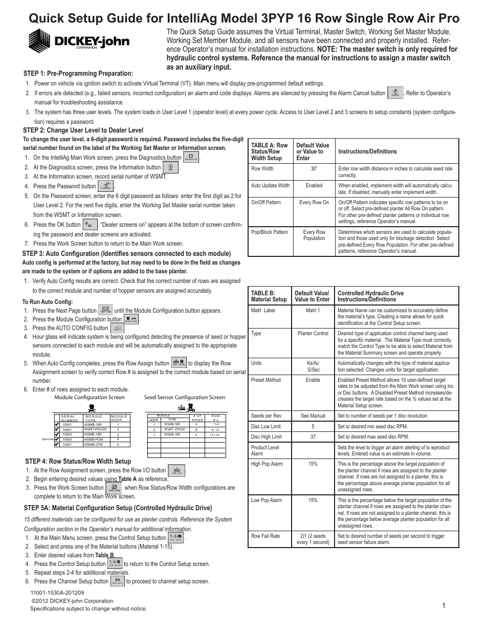 Great Plains 3PYPA-1630 16 Row 30-Inch Quick Start User Manual | 6 pages