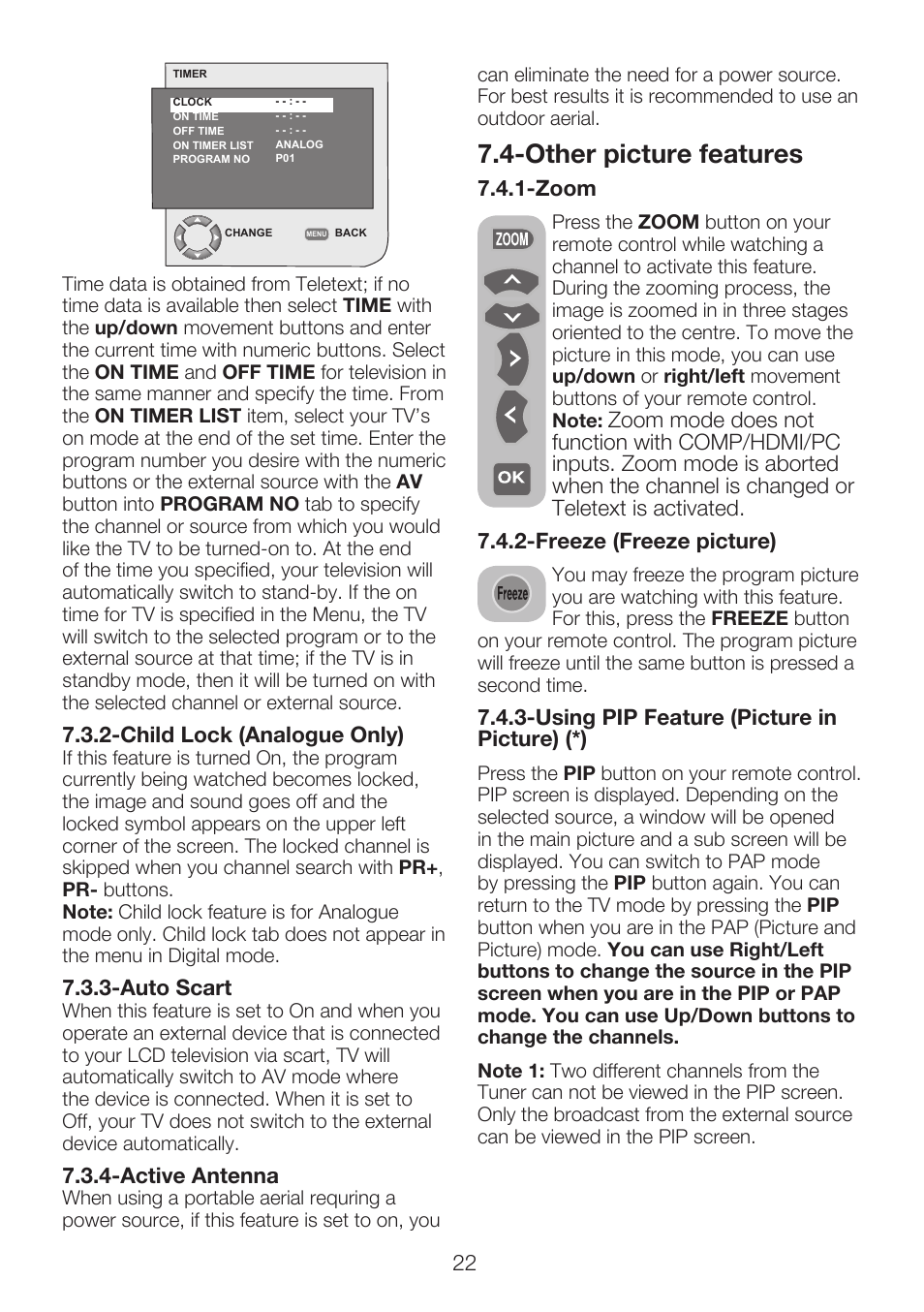 Other picture features | Beko 42WLU530HID User Manual | Page 24 / 36