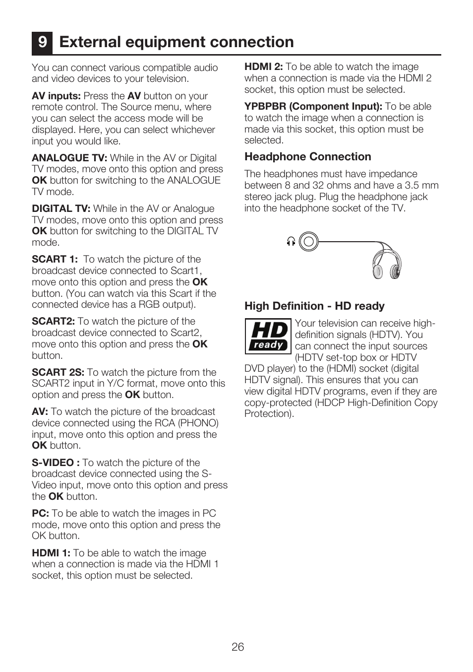 External equipment connection | Beko 42WLU530HID User Manual | Page 28 / 36