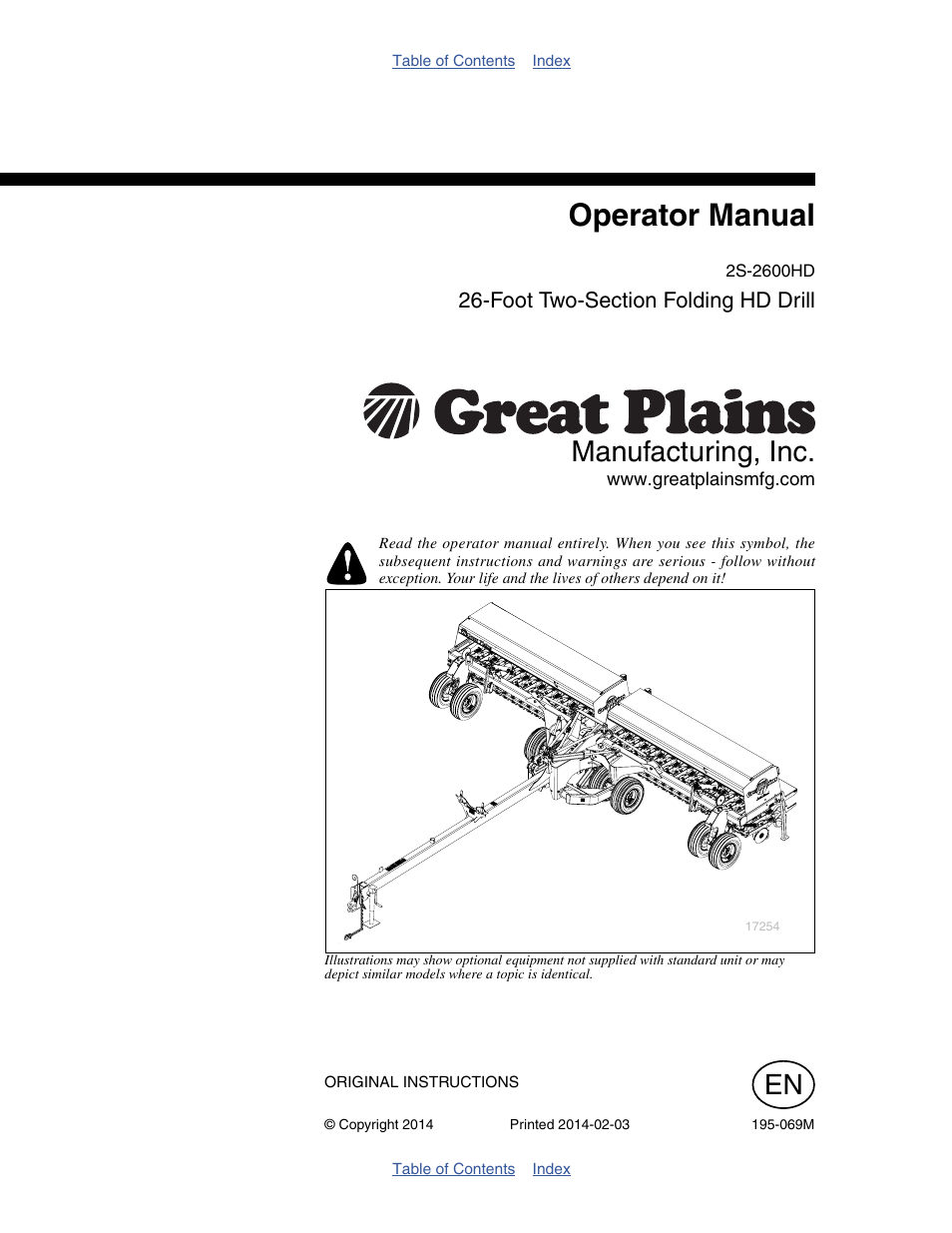 Great Plains 2S-2600HDF Operator Manual v2 User Manual | 126 pages