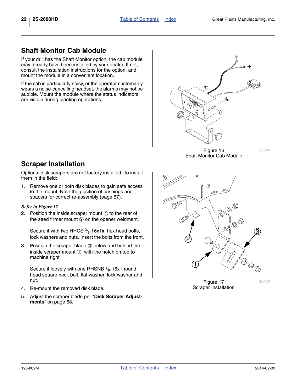Shaft monitor cab module, Scraper installation, Shaft monitor cab module scraper installation | Great Plains 2S-2600HDF Operator Manual v2 User Manual | Page 26 / 126
