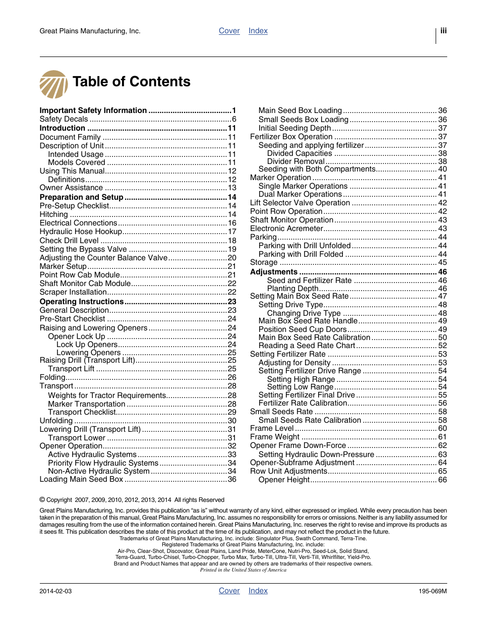 Great Plains 2S-2600HDF Operator Manual v2 User Manual | Page 3 / 126
