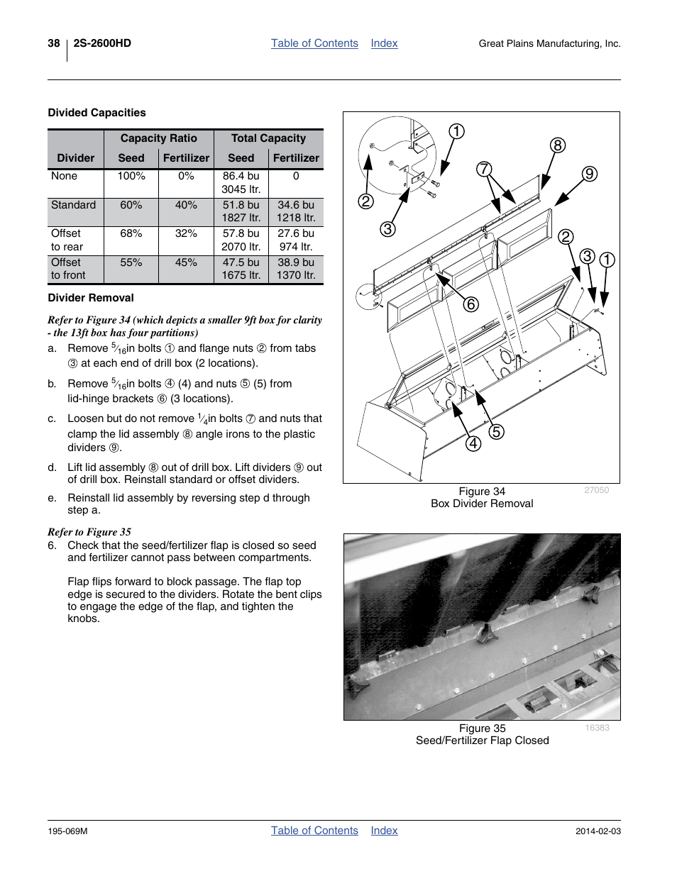 Divided capacities, Divider removal, Divided capacities divider removal | Great Plains 2S-2600HDF Operator Manual v2 User Manual | Page 42 / 126