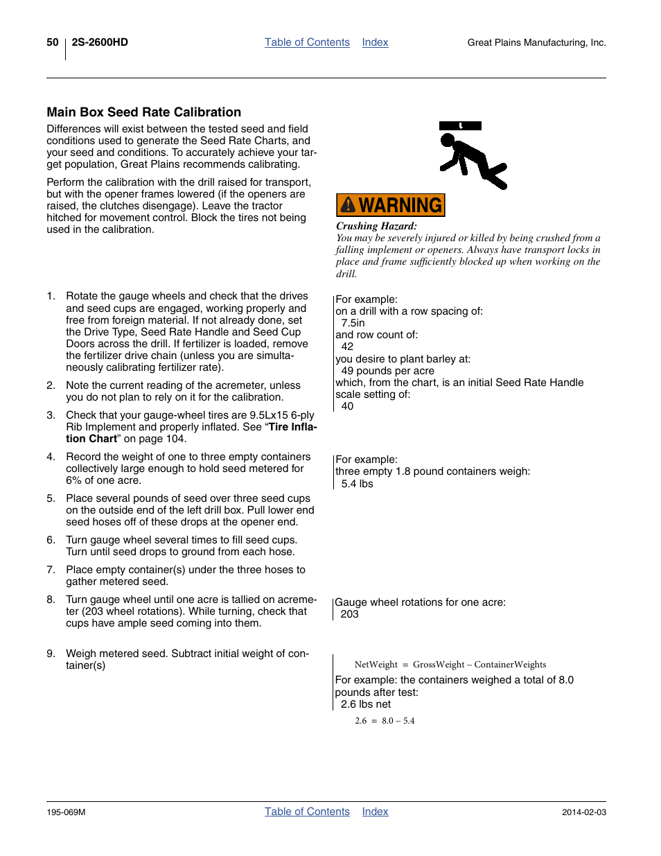 Main box seed rate calibration | Great Plains 2S-2600HDF Operator Manual v2 User Manual | Page 54 / 126
