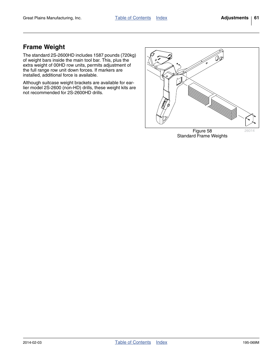 Frame weight, Frame weight (at higher pressures), and | Great Plains 2S-2600HDF Operator Manual v2 User Manual | Page 65 / 126