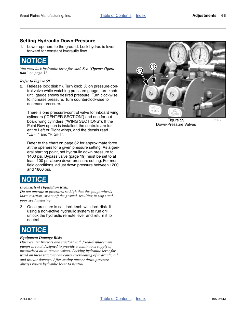 Setting hydraulic down-pressure | Great Plains 2S-2600HDF Operator Manual v2 User Manual | Page 67 / 126