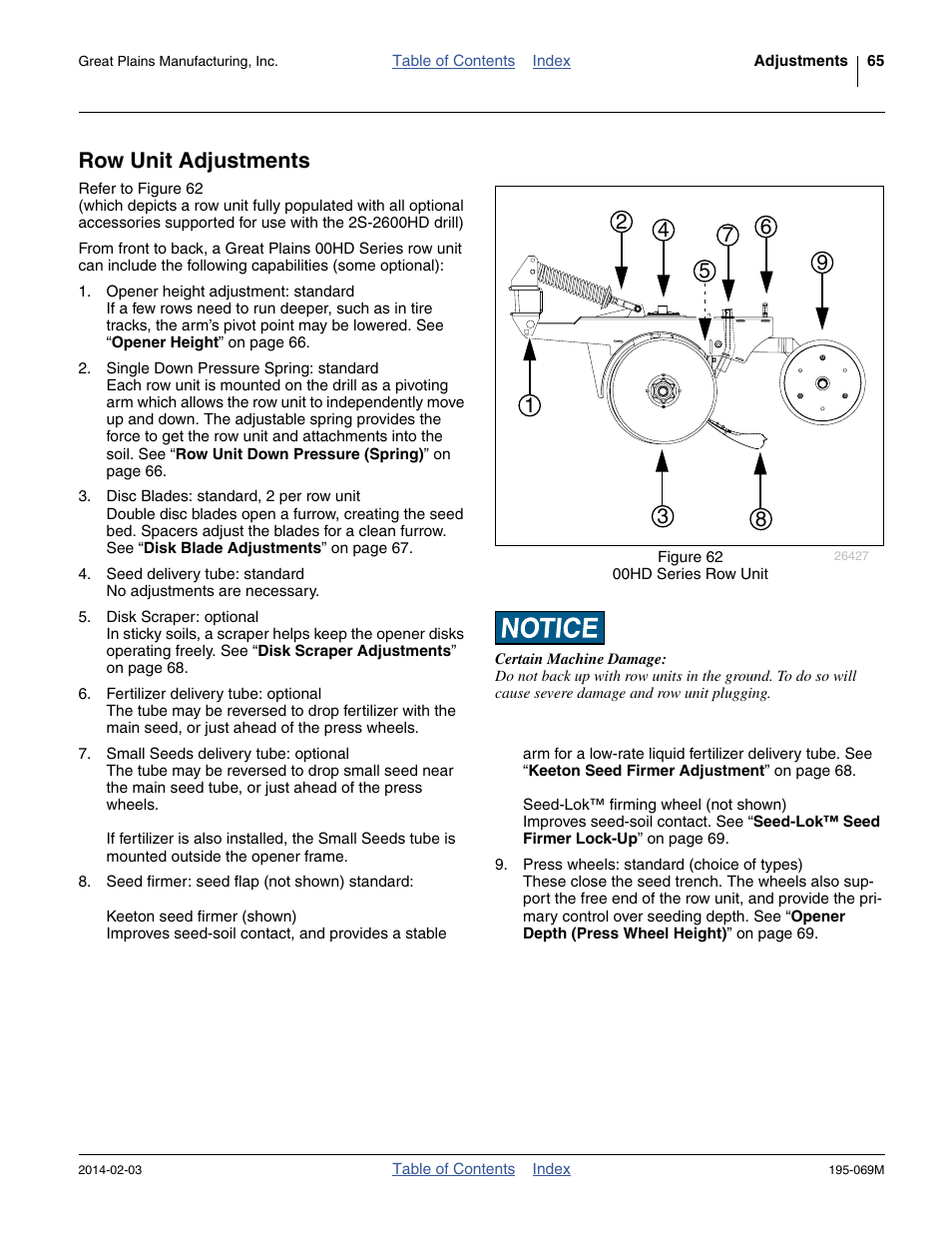 Row unit adjustments | Great Plains 2S-2600HDF Operator Manual v2 User Manual | Page 69 / 126