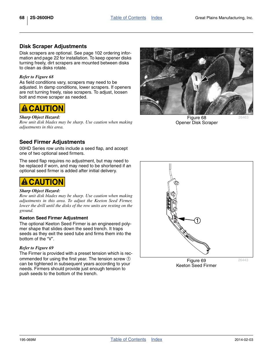 Disk scraper adjustments, Seed firmer adjustments, Keeton seed firmer adjustment | Disk scraper adjustments seed firmer adjustments | Great Plains 2S-2600HDF Operator Manual v2 User Manual | Page 72 / 126