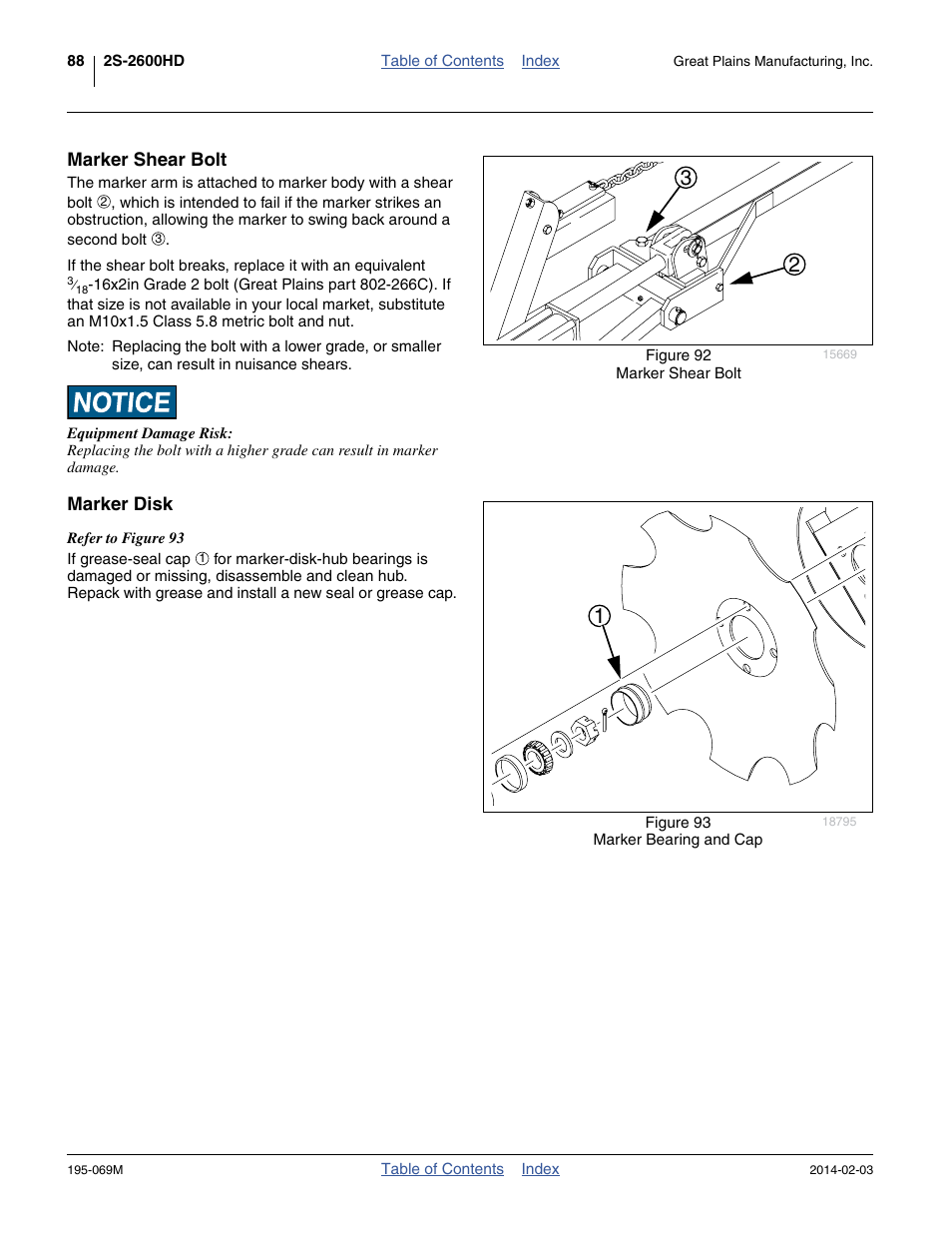 Marker shear bolt, Marker disk, Marker shear bolt marker disk | Great Plains 2S-2600HDF Operator Manual v2 User Manual | Page 92 / 126