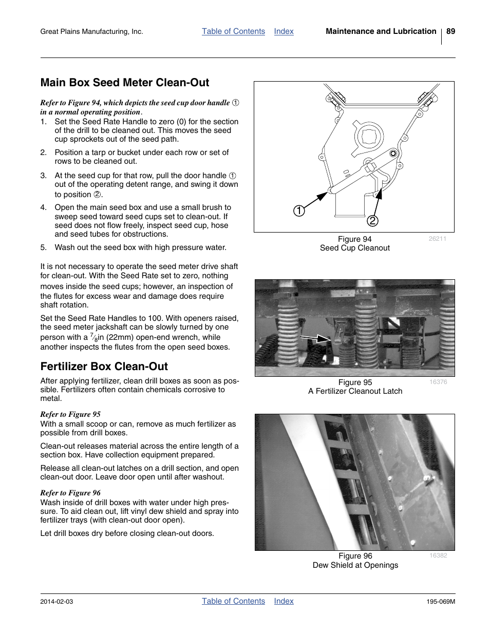 Main box seed meter clean-out, Fertilizer box clean-out | Great Plains 2S-2600HDF Operator Manual v2 User Manual | Page 93 / 126