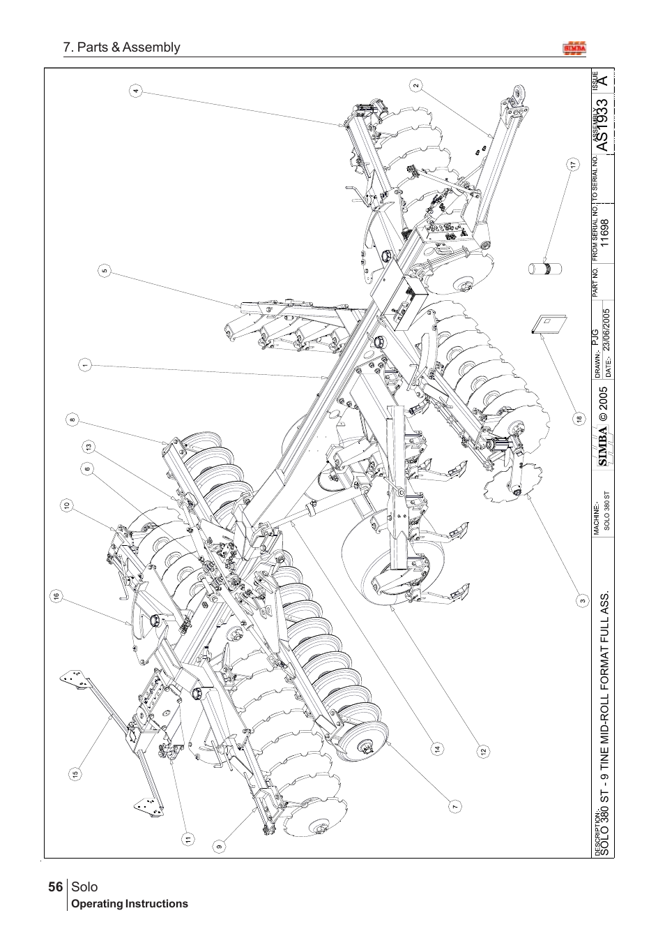 Aas19 33, Solo, 56 7. parts & assembly | Great Plains Solo 2005 Assembly Instructions User Manual | Page 12 / 106