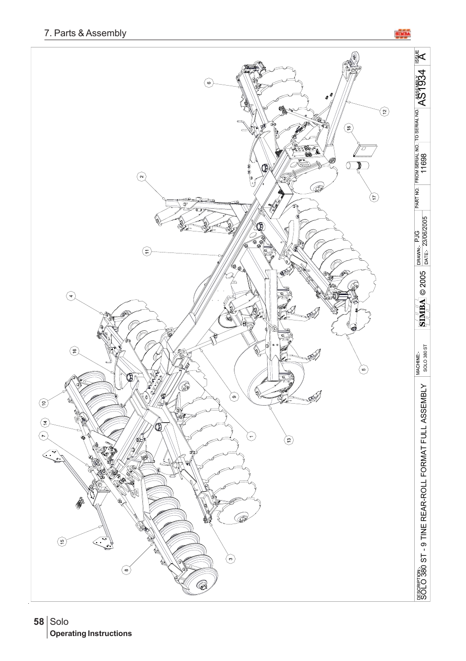 Aas19 34, Solo, 58 7. parts & assembly | Great Plains Solo 2005 Assembly Instructions User Manual | Page 14 / 106