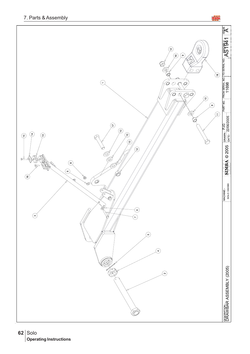 Aas19 41, Solo, 62 7. parts & assembly | Great Plains Solo 2005 Assembly Instructions User Manual | Page 18 / 106