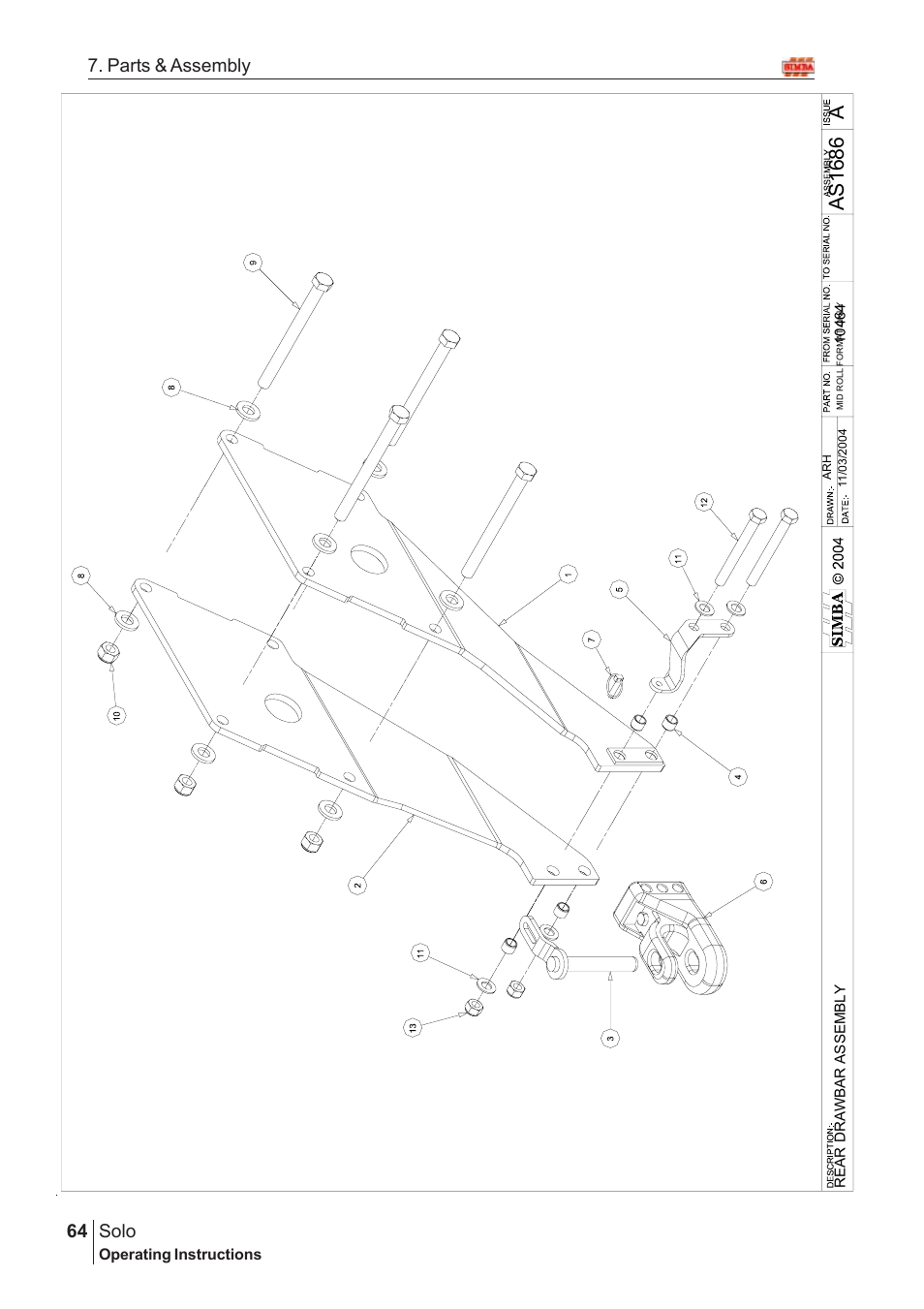 Aas16 86, Solo, 64 7. parts & assembly | Great Plains Solo 2005 Assembly Instructions User Manual | Page 20 / 106