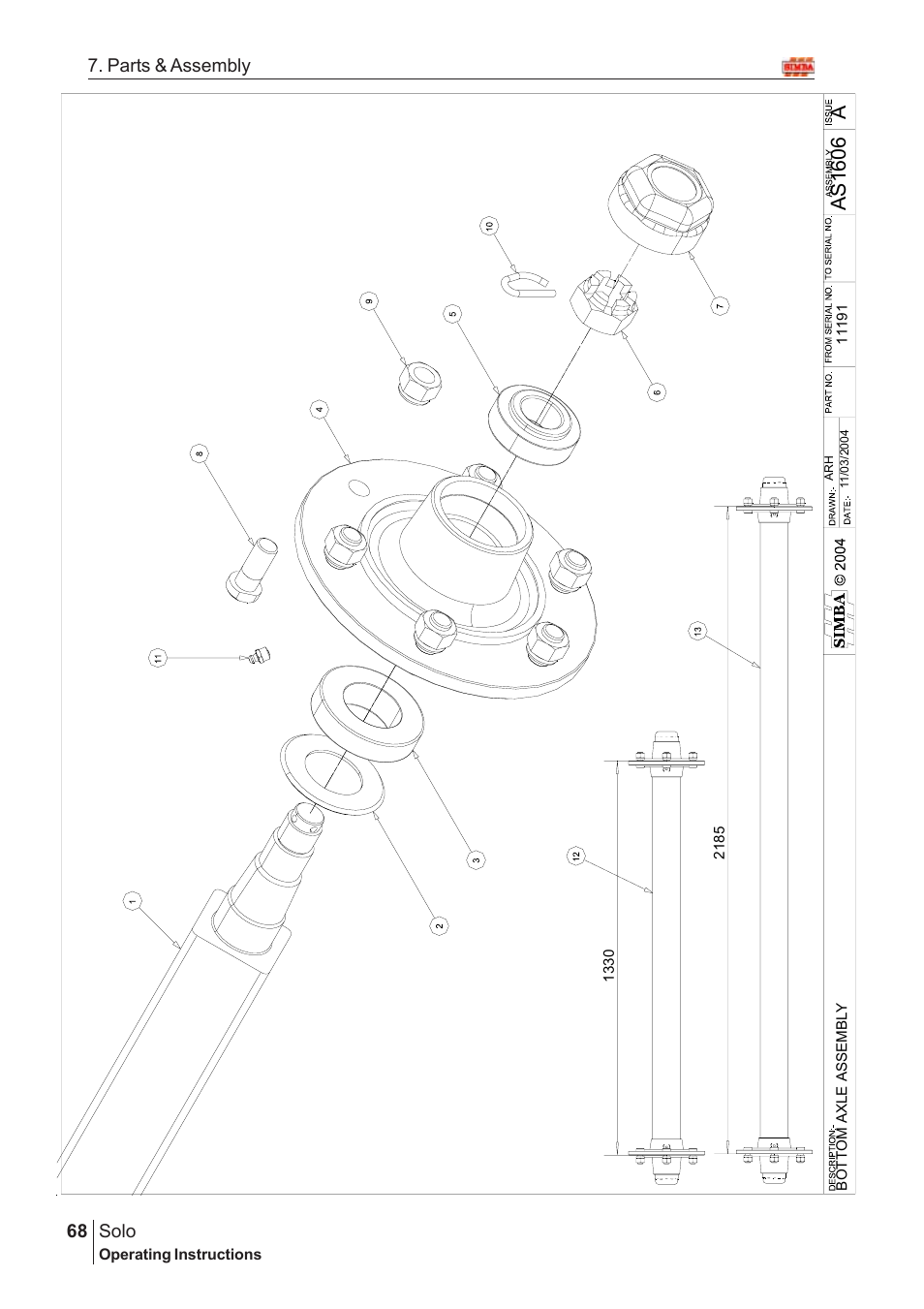 Aas160 6, Solo, 68 7. parts & assembly | Great Plains Solo 2005 Assembly Instructions User Manual | Page 24 / 106