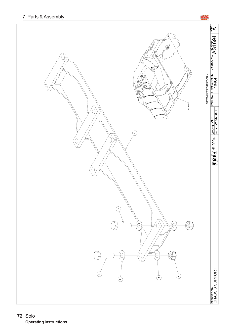 Aas1694, Solo, 72 7. parts & assembly | Operating instructions | Great Plains Solo 2005 Assembly Instructions User Manual | Page 28 / 106