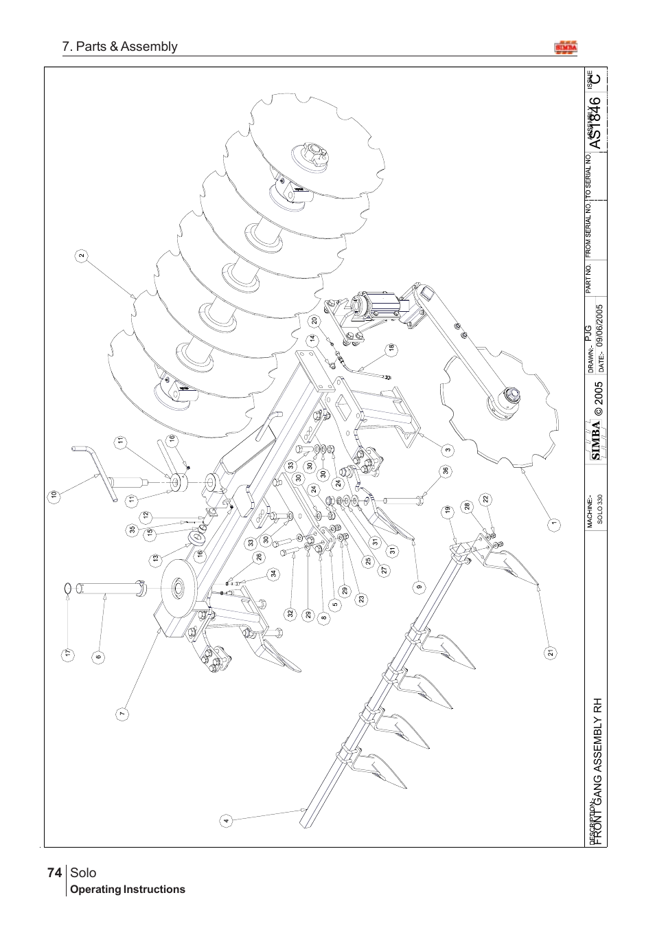 Cas18 46, Solo, 74 7. parts & assembly | Great Plains Solo 2005 Assembly Instructions User Manual | Page 30 / 106