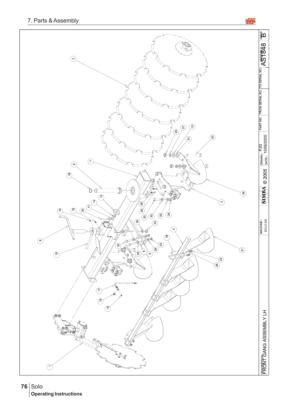 Bas18 48, Solo, 76 7. parts & assembly | Great Plains Solo 2005 Assembly Instructions User Manual | Page 32 / 106