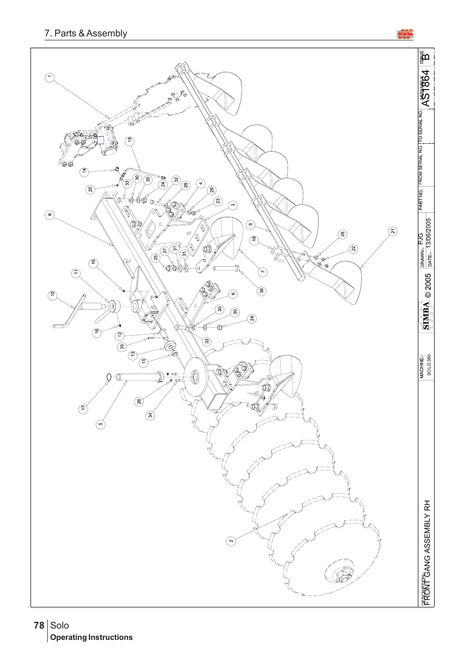 Bas18 64, Solo, 78 7. parts & assembly | Great Plains Solo 2005 Assembly Instructions User Manual | Page 34 / 106