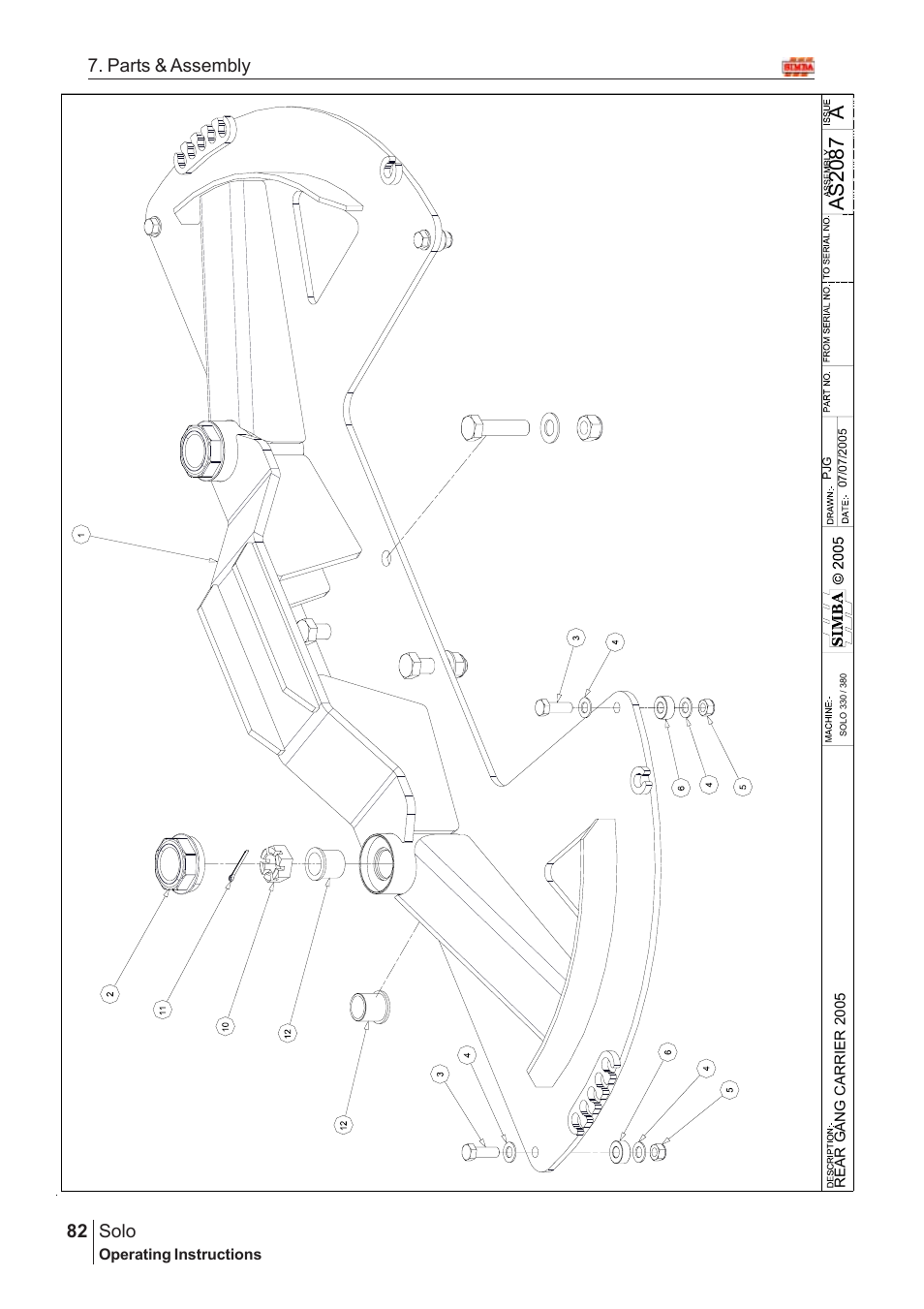 Aas20 87, Solo, 82 7. parts & assembly | Great Plains Solo 2005 Assembly Instructions User Manual | Page 38 / 106