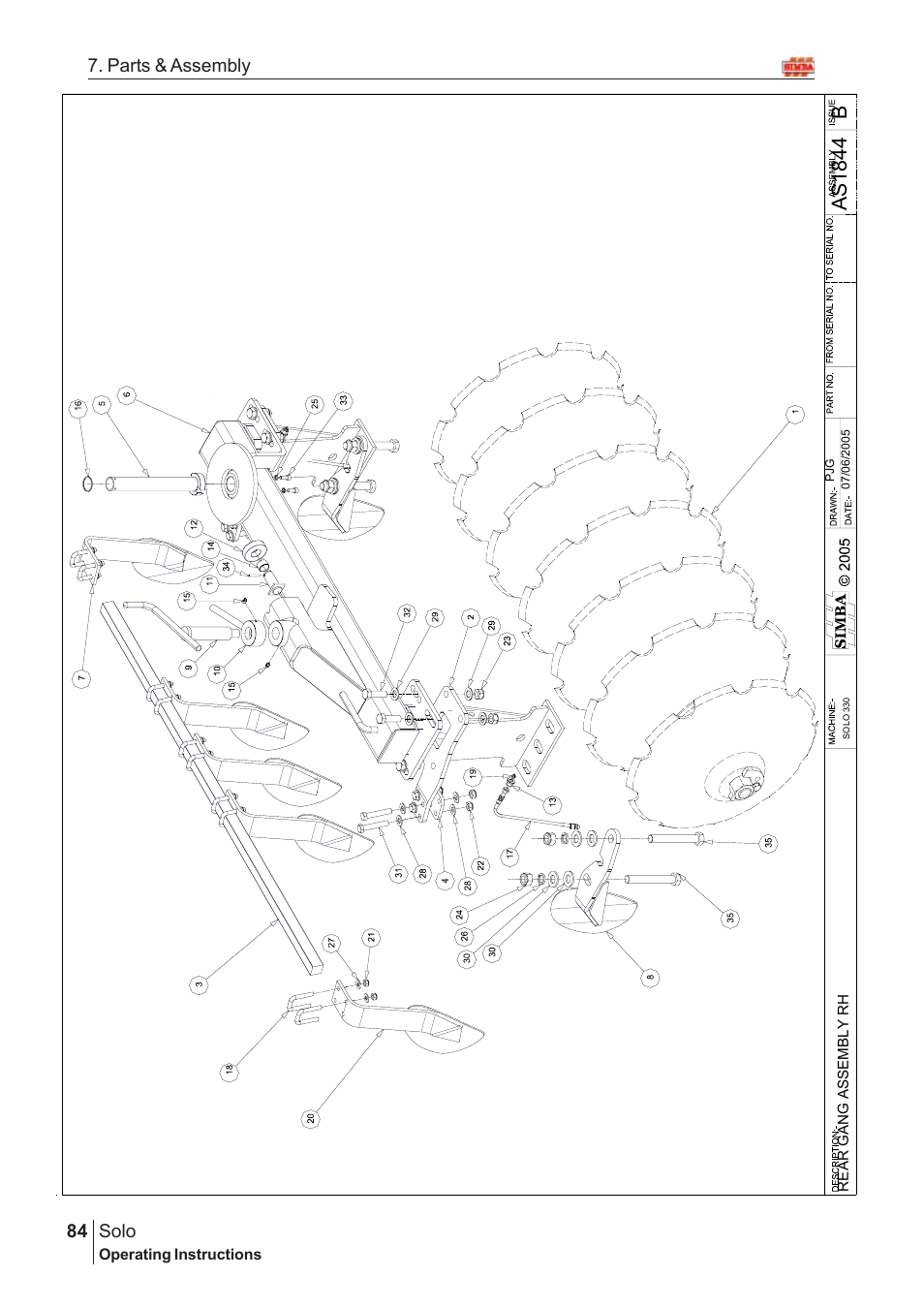 Bas18 44, Solo, 84 7. parts & assembly | Great Plains Solo 2005 Assembly Instructions User Manual | Page 40 / 106