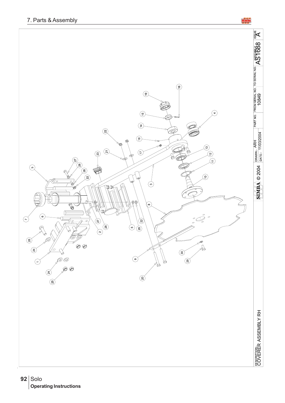 Aas16 88, Solo, 92 7. parts & assembly | Great Plains Solo 2005 Assembly Instructions User Manual | Page 48 / 106