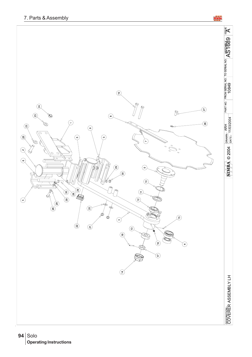 Aas16 8 9, Solo, 94 7. parts & assembly | Great Plains Solo 2005 Assembly Instructions User Manual | Page 50 / 106