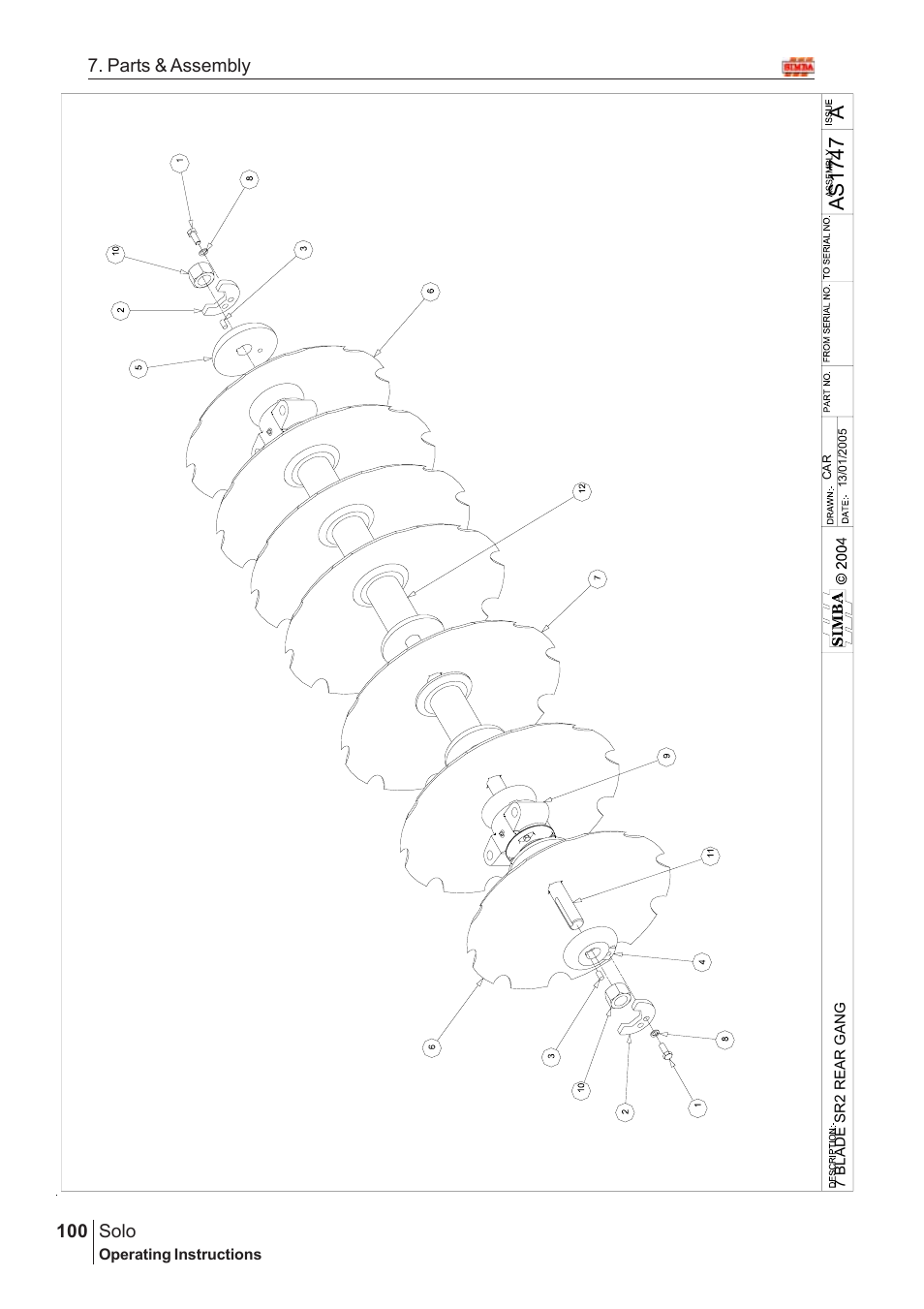 Aas17 47, Solo, 100 7. parts & assembly | Great Plains Solo 2005 Assembly Instructions User Manual | Page 56 / 106