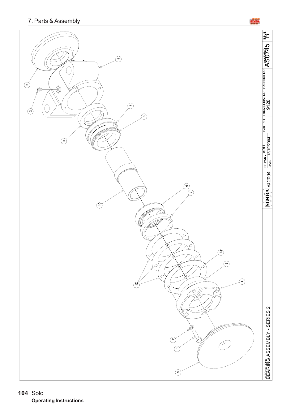 Bas07 45, Solo, 104 7. parts & assembly | Great Plains Solo 2005 Assembly Instructions User Manual | Page 60 / 106