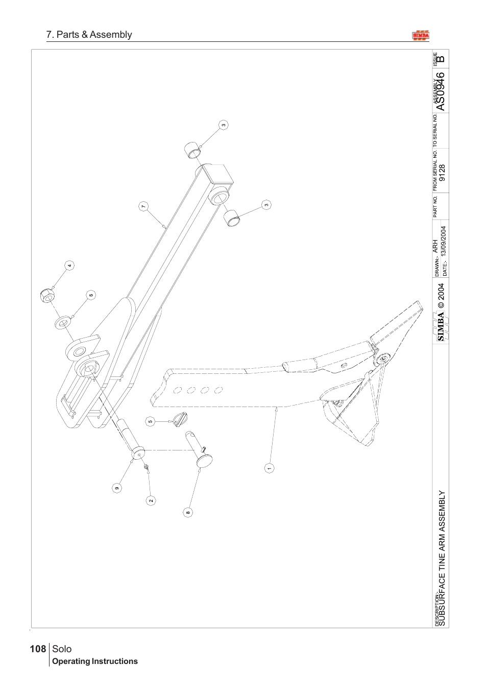 Bas09 46, Solo, 108 7. parts & assembly | Great Plains Solo 2005 Assembly Instructions User Manual | Page 64 / 106