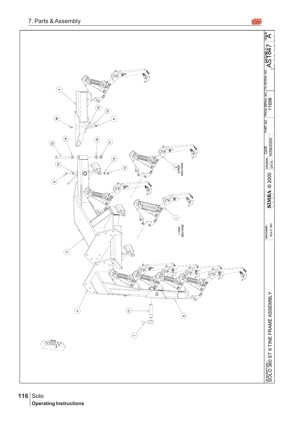 Aas18 47, Solo, 116 7. parts & assembly | Great Plains Solo 2005 Assembly Instructions User Manual | Page 72 / 106