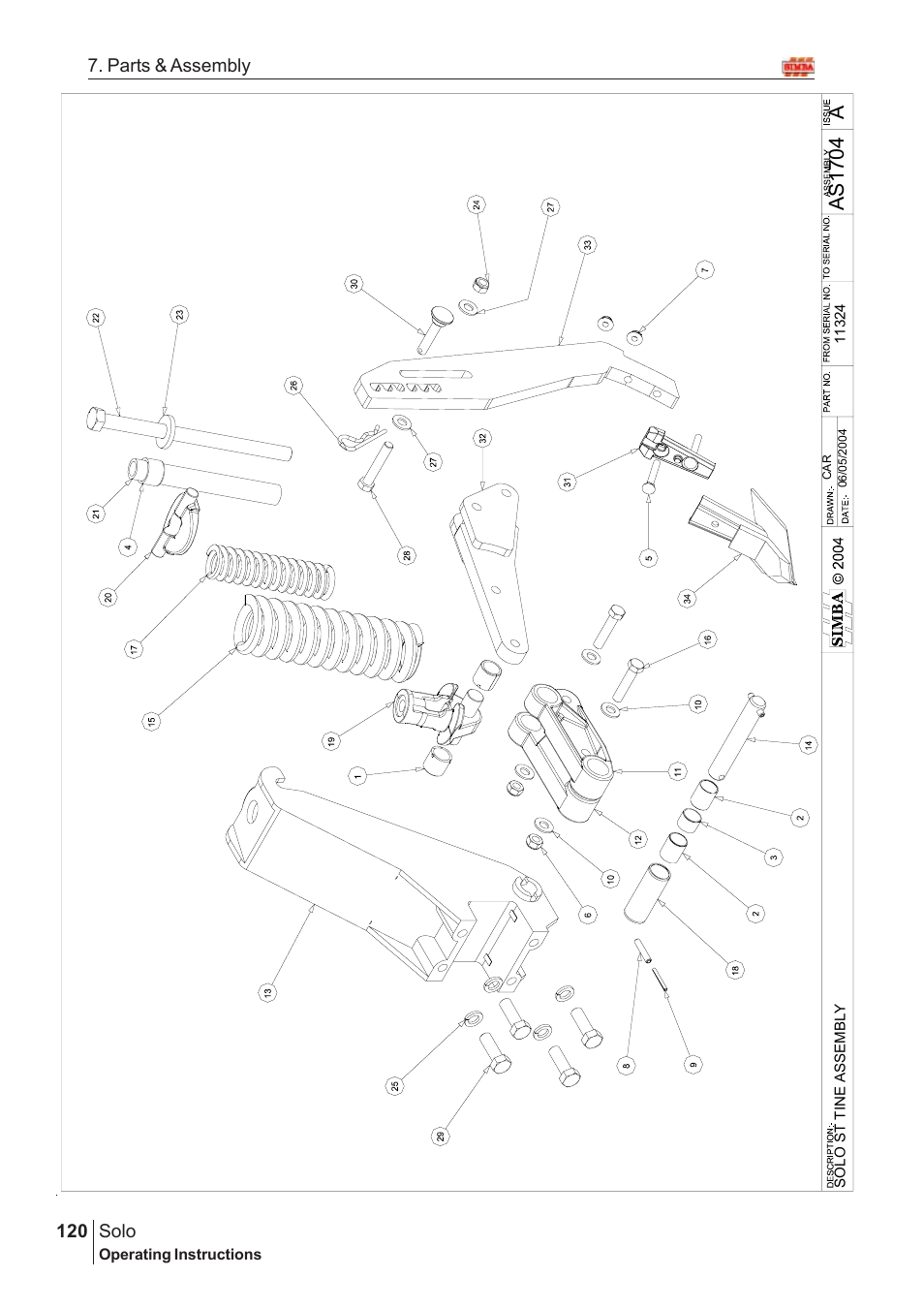 Aas17 04, Solo, 120 7. parts & assembly | Great Plains Solo 2005 Assembly Instructions User Manual | Page 76 / 106