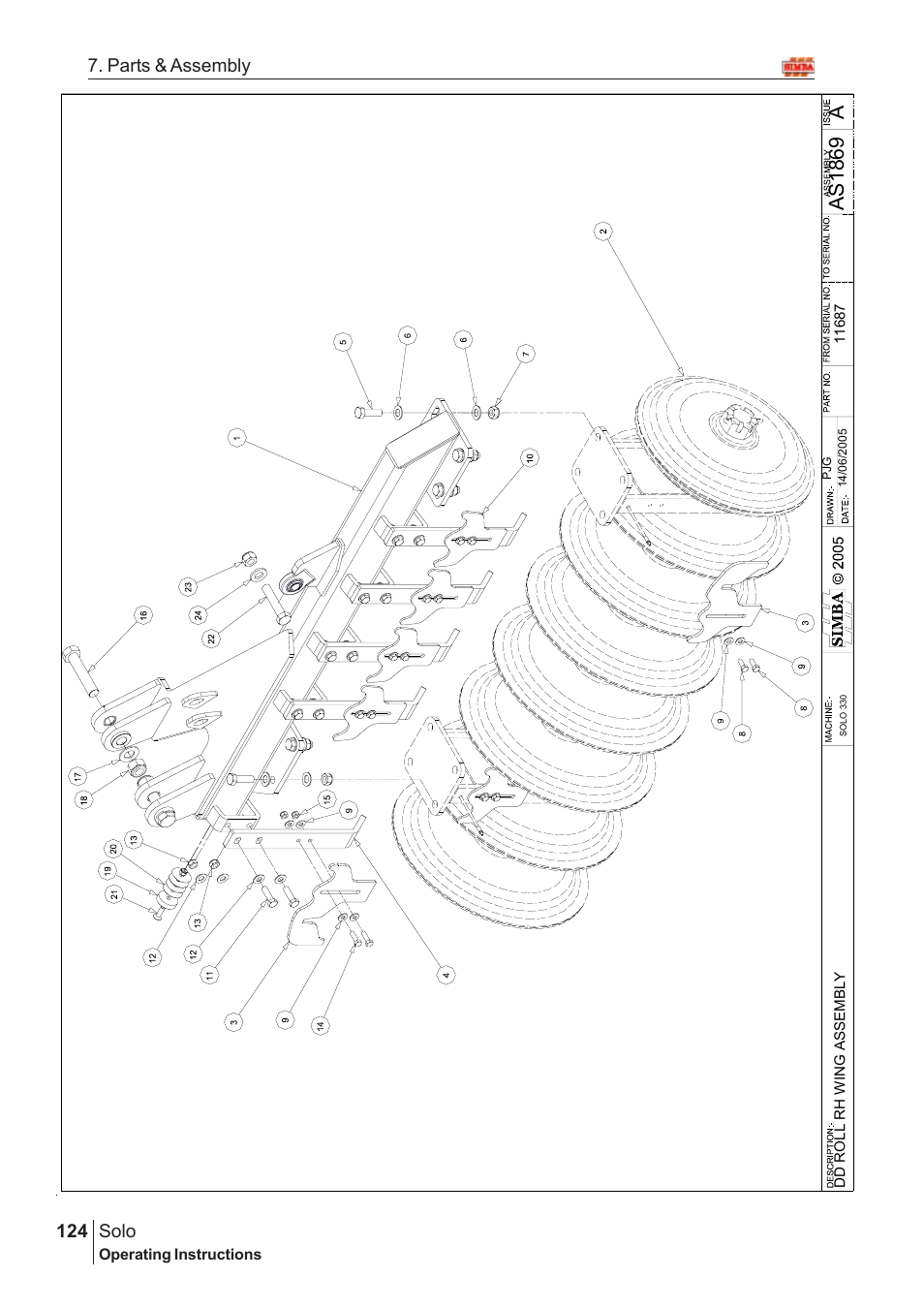 Aas18 69, Solo, 124 7. parts & assembly | Great Plains Solo 2005 Assembly Instructions User Manual | Page 80 / 106