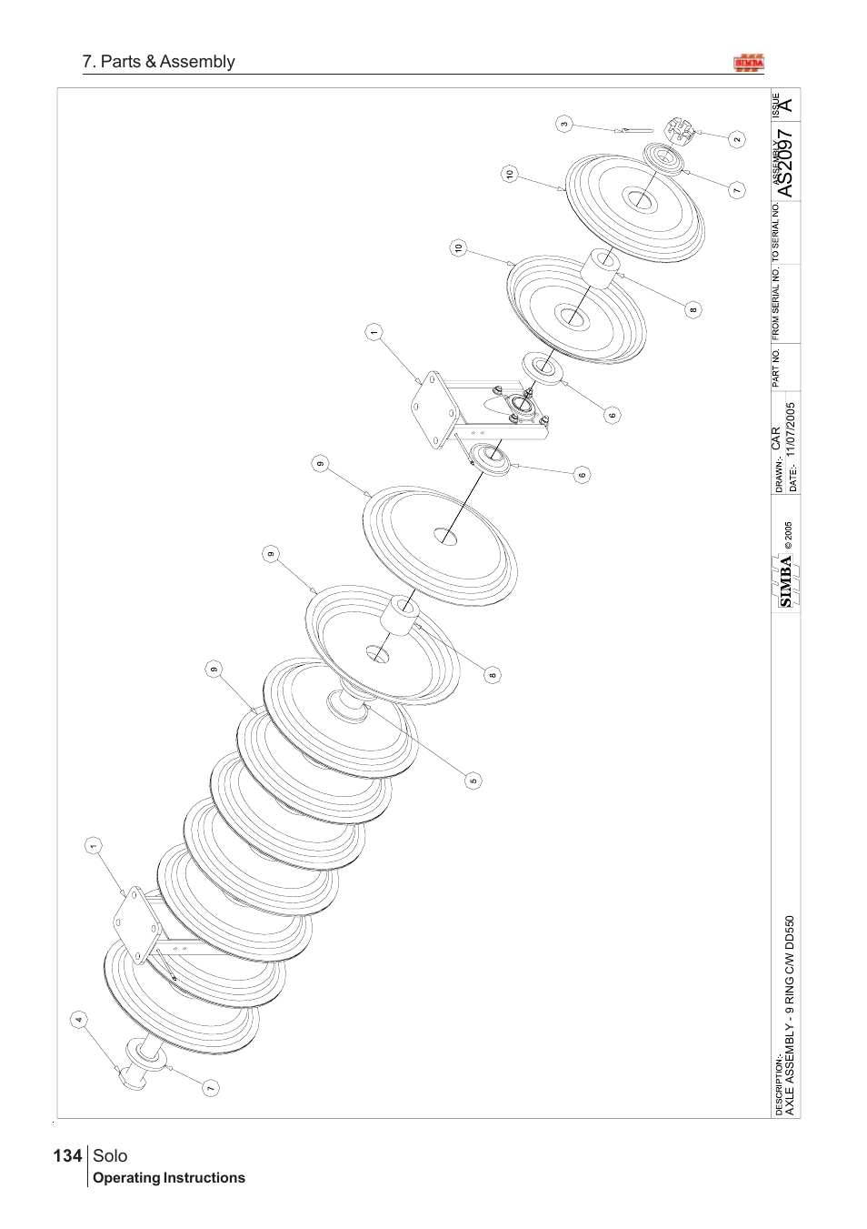 Aas20 97, Solo, 134 7. parts & assembly | Great Plains Solo 2005 Assembly Instructions User Manual | Page 90 / 106