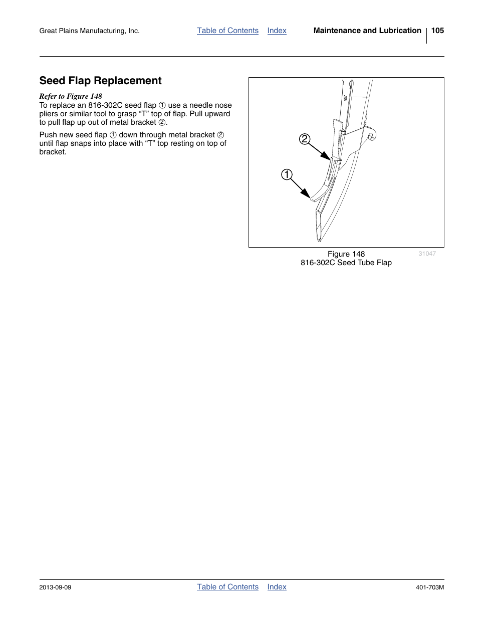 Seed flap replacement | Great Plains YP3025 Operator Manual User Manual | Page 109 / 192