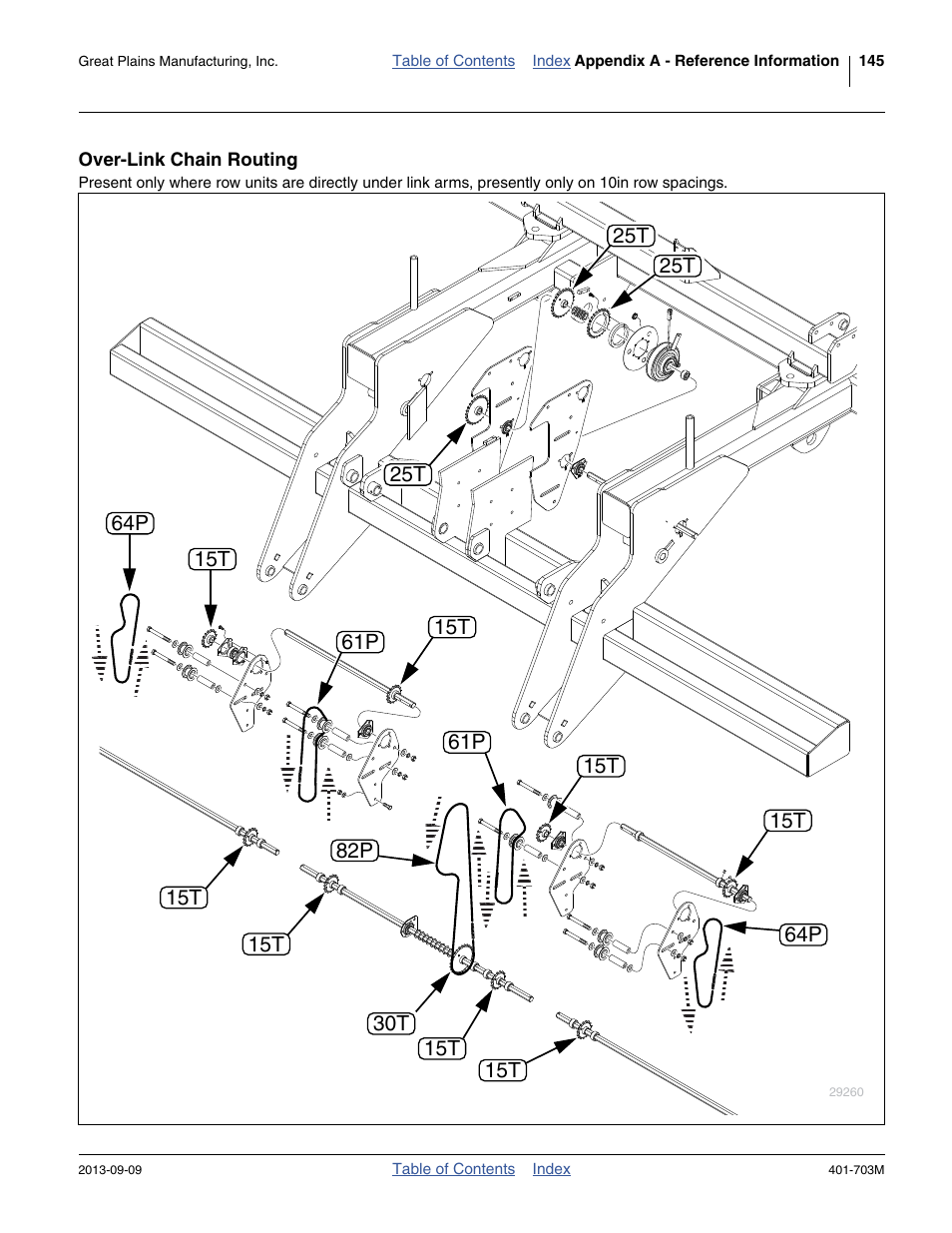Over-link chain routing | Great Plains YP3025 Operator Manual User Manual | Page 149 / 192