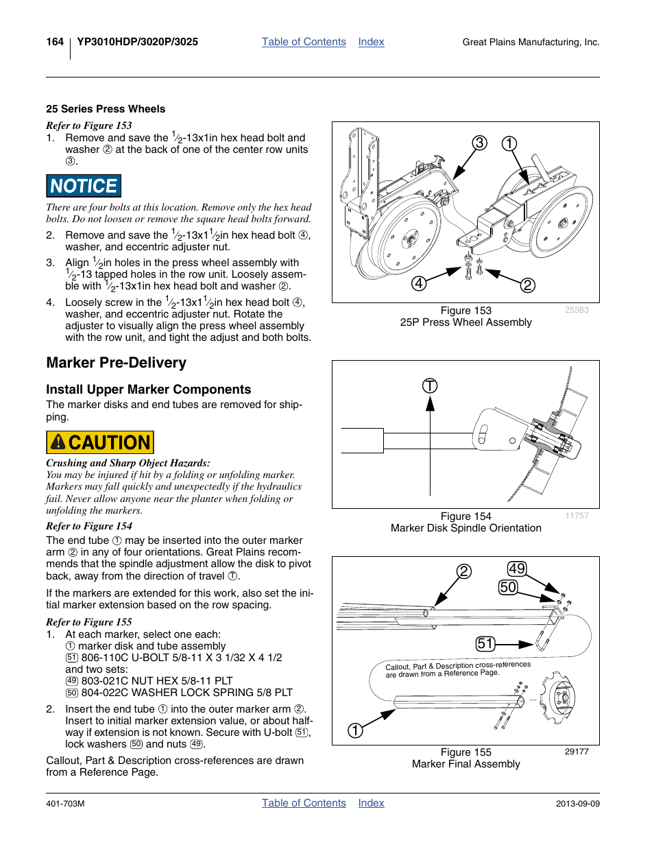25 series press wheels, Marker pre-delivery, Install upper marker components | Great Plains YP3025 Operator Manual User Manual | Page 168 / 192