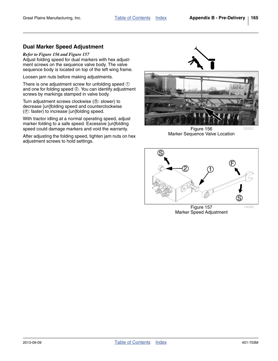 Dual marker speed adjustment, 12 f s s | Great Plains YP3025 Operator Manual User Manual | Page 169 / 192