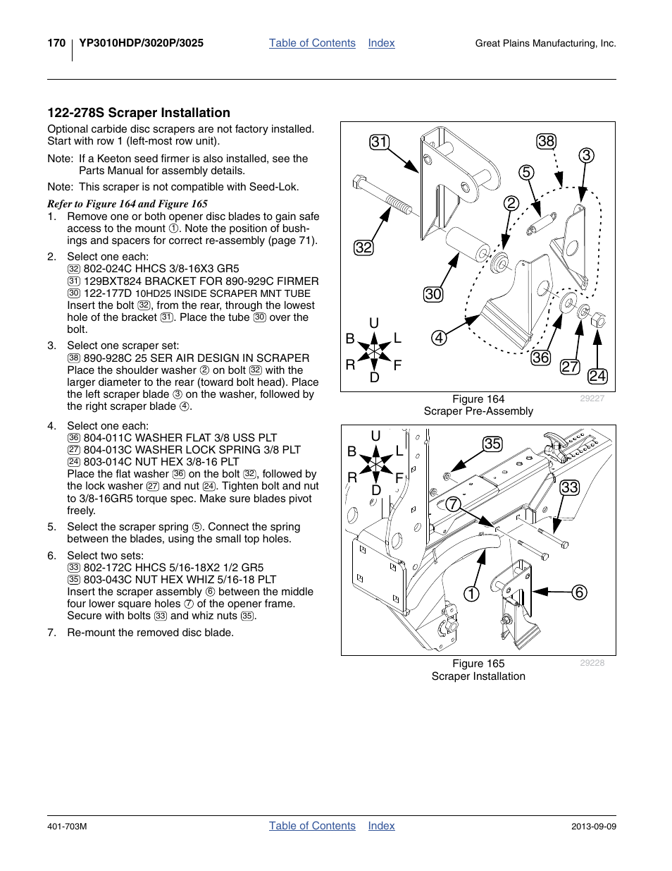 278s scraper installation | Great Plains YP3025 Operator Manual User Manual | Page 174 / 192