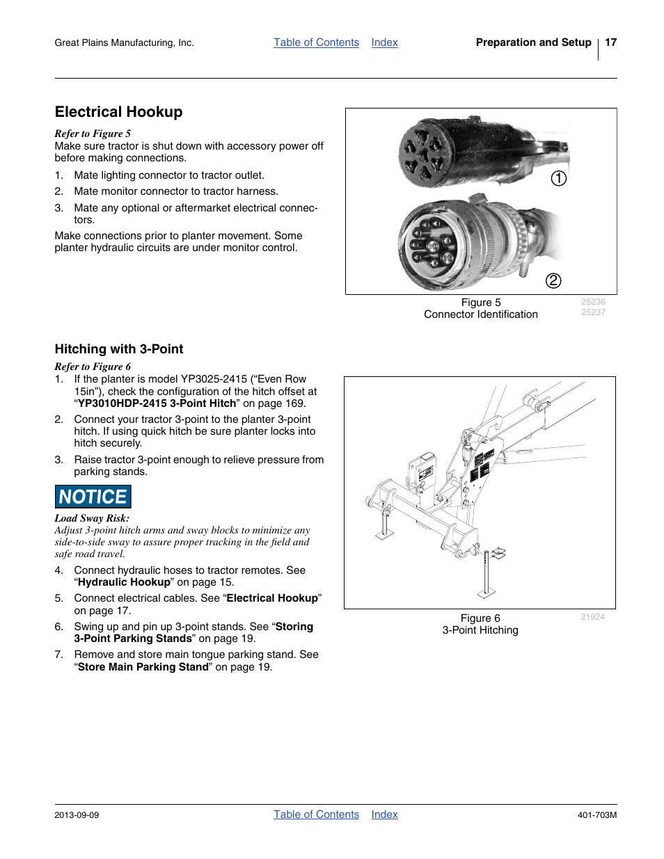 Electrical hookup, Hitching with 3-point | Great Plains YP3025 Operator Manual User Manual | Page 21 / 192