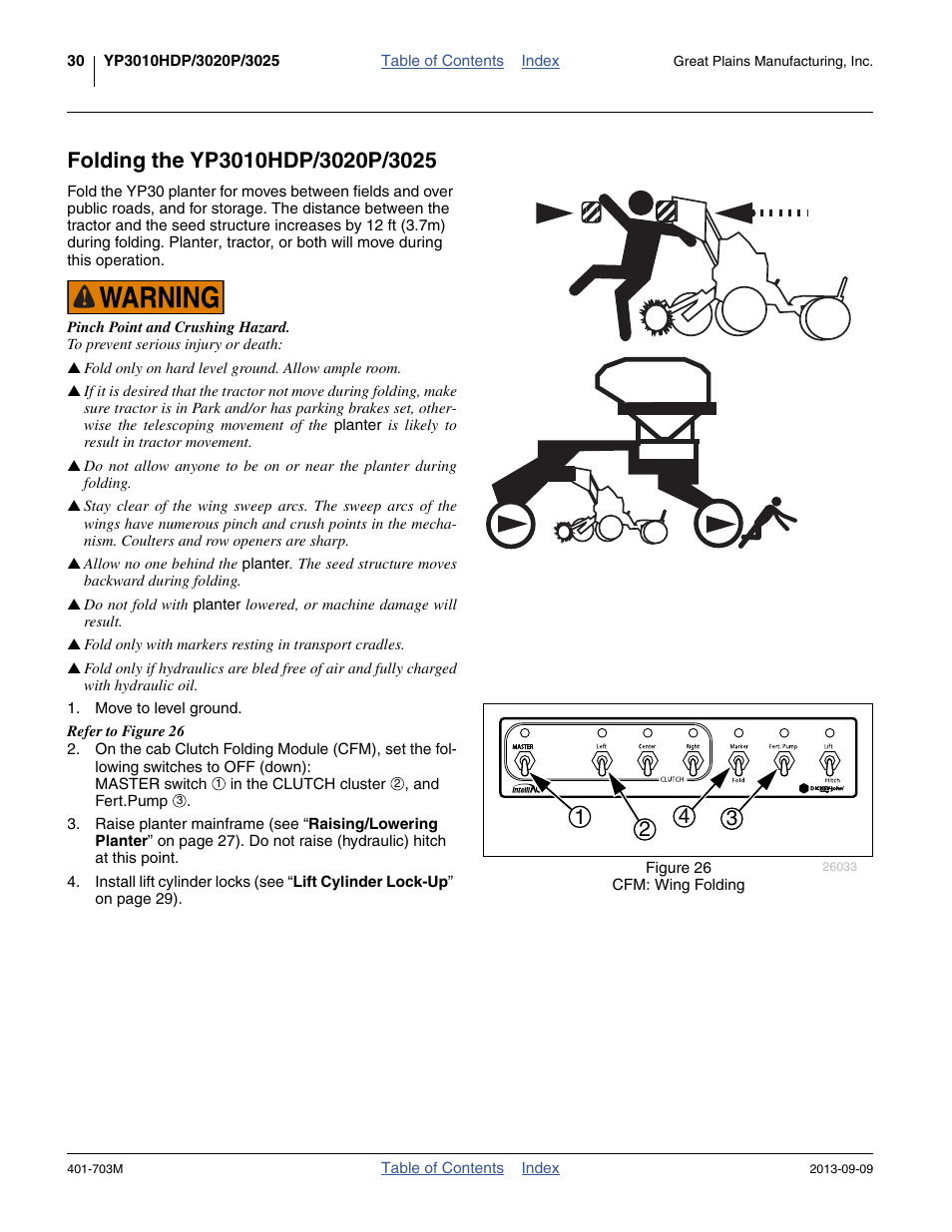 Folding the yp3010hdp/3020p/3025 | Great Plains YP3025 Operator Manual User Manual | Page 34 / 192