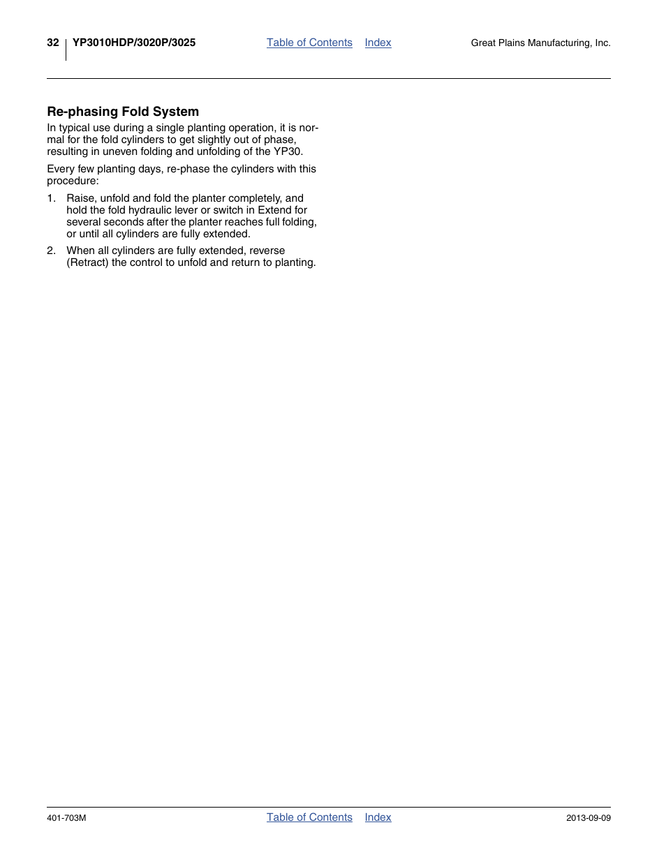 Re-phasing fold system | Great Plains YP3025 Operator Manual User Manual | Page 36 / 192