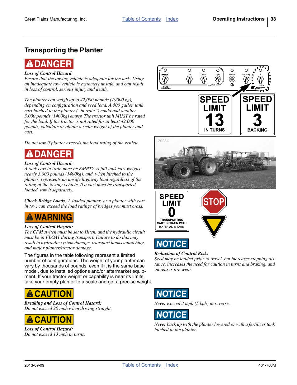 Transporting the planter | Great Plains YP3025 Operator Manual User Manual | Page 37 / 192