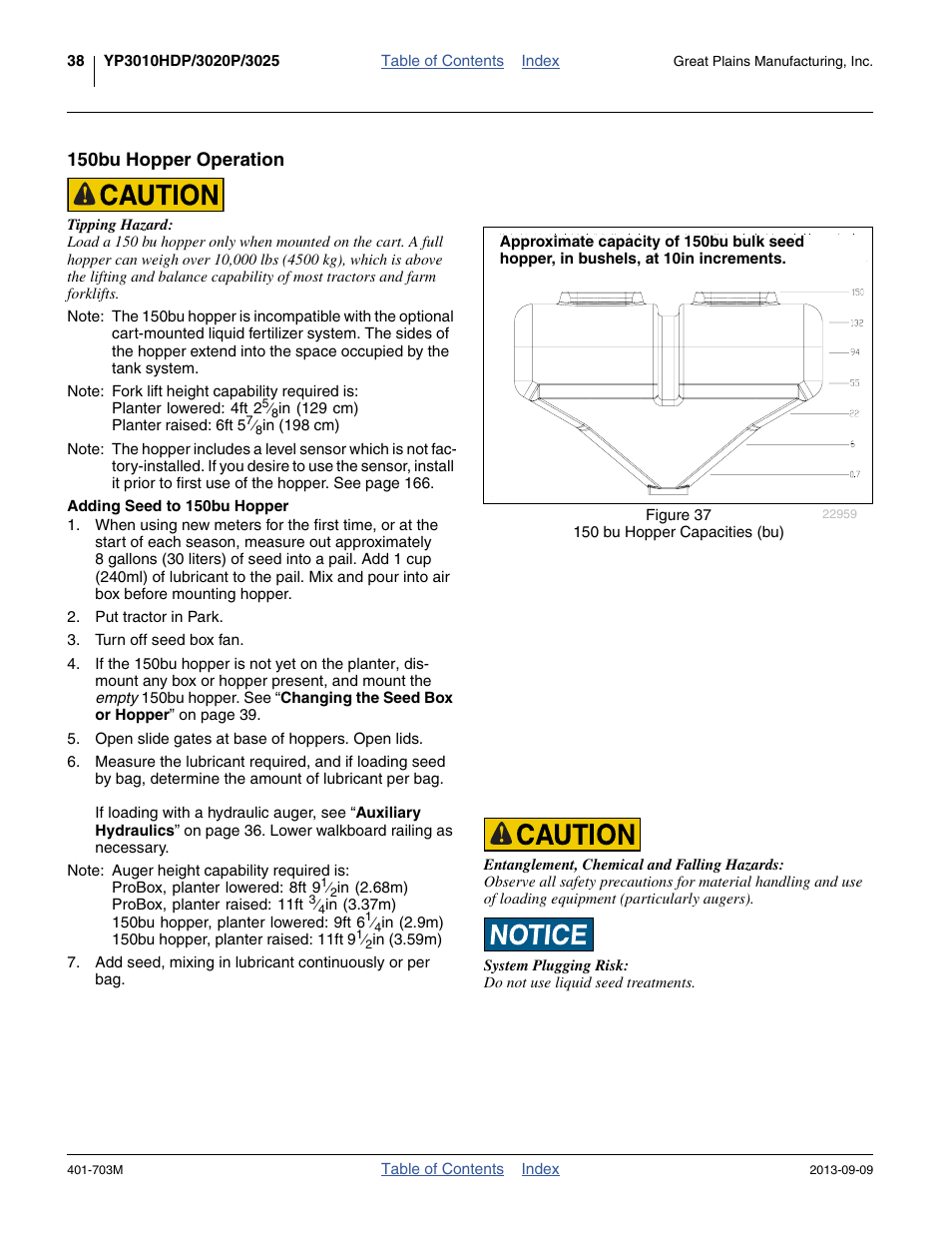 150bu hopper operation, Adding seed to 150bu hopper | Great Plains YP3025 Operator Manual User Manual | Page 42 / 192