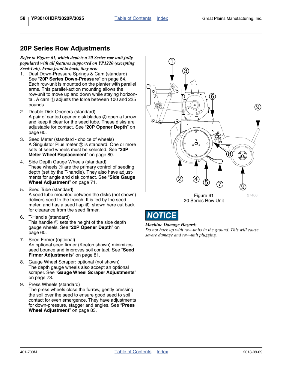 20p series row adjustments | Great Plains YP3025 Operator Manual User Manual | Page 62 / 192
