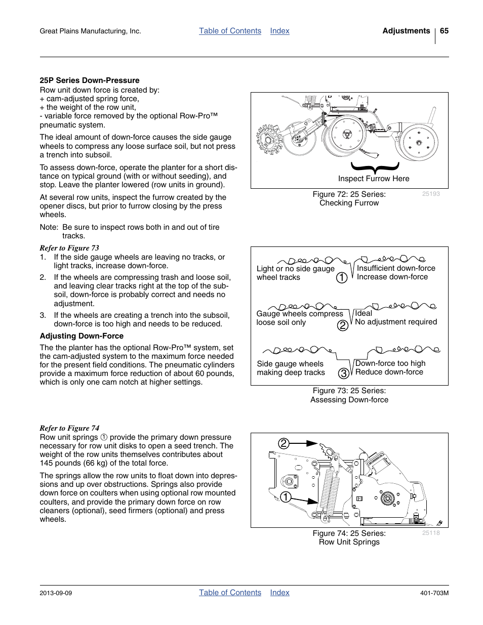 25p series down-pressure, Adjusting down-force, 25p series down-pressure adjusting down-force | Great Plains YP3025 Operator Manual User Manual | Page 69 / 192