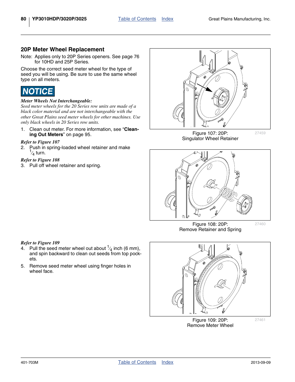 20p meter wheel replacement | Great Plains YP3025 Operator Manual User Manual | Page 84 / 192