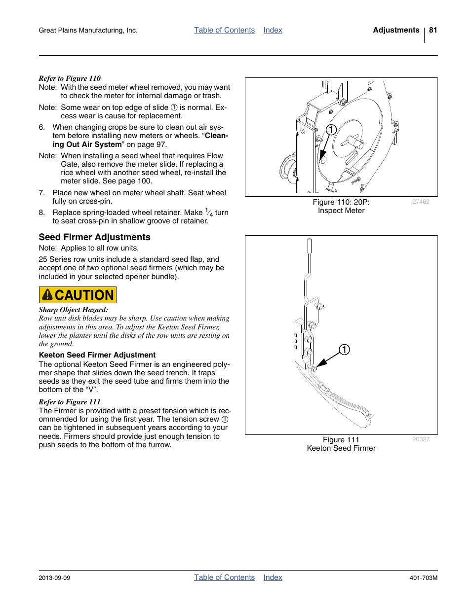 Seed firmer adjustments, Keeton seed firmer adjustment | Great Plains YP3025 Operator Manual User Manual | Page 85 / 192